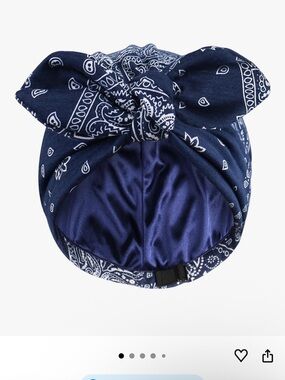 Silk Navy Blue Bandana Satin Headwrap, Silky Sleeping Cap NWT